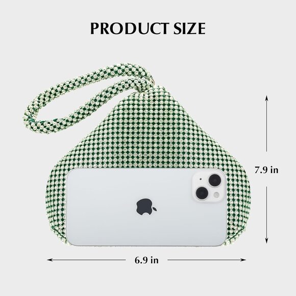 ⚡Women\'s Green Vintage Elegant Triangle Evening Rhinestone Clutch Handbags